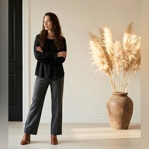 Premise Studio NWT Black Sheer Long Sleeve Blouse Size 0X Tie Back Neck